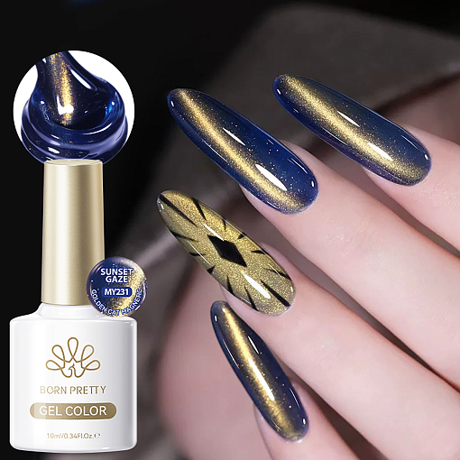 Born Pretty, Golden Shimmer Cat Magnetic Gel - магнитный гель-лак "кошачий глаз" MY231, 10 мл