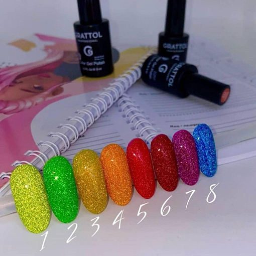УЦЕНКА, Grattol, Color Gel Polish - светоотражающий гель-лак "Bright Neon" (№07), 9мл