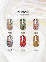 RuNail, набор гель-лаков с блестками "Дракон" (6 оттенков по 5 гр)