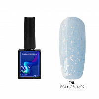 TNL, Poly Gel - жидкий полигель с жемчужной поталью и шиммером №09 (голубой), 10 мл