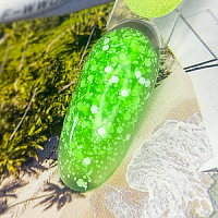 Patrisa nail, TROPIC GEL - гель для дизайна c белыми шестигранниками (Green Apple), 5 гр