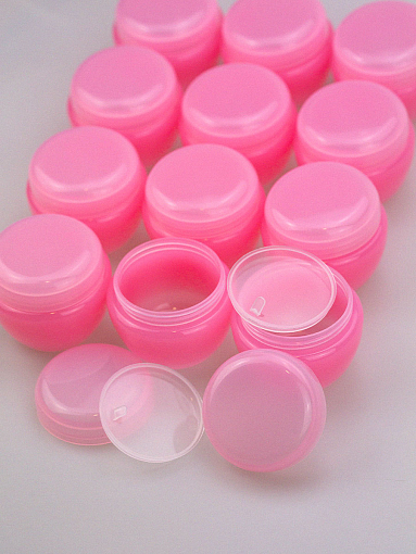 Набор баночек для косметики с крышкой розовые (12 шт по 50 мл)