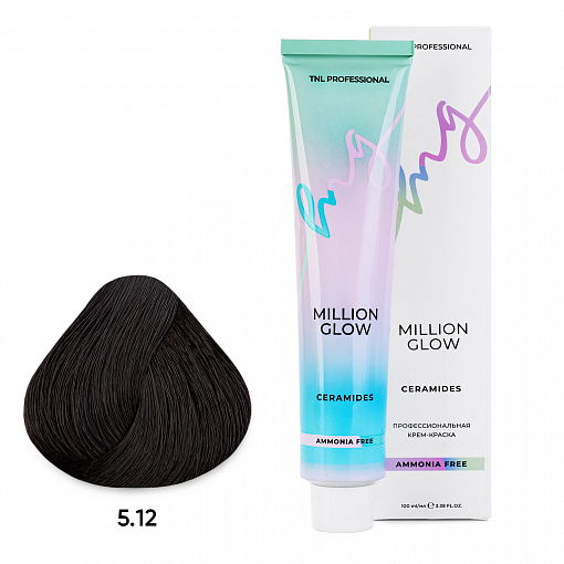 TNL, Million glow Ammonia free collection Ceramides - крем-краска для волос (оттенок №5.12), 100 мл