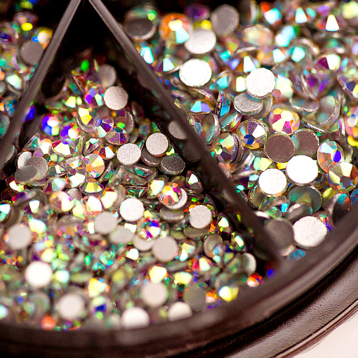 Набор Стразы стекло микс White SS3-10 в банке-органайзер (белый и голография), 2 х 1440 шт