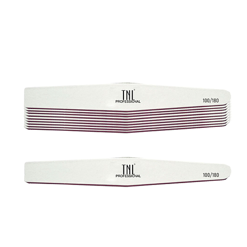 TNL, набор пилок для ногтей "ромб" 100/180 улучшенное качество (белые), 10 шт