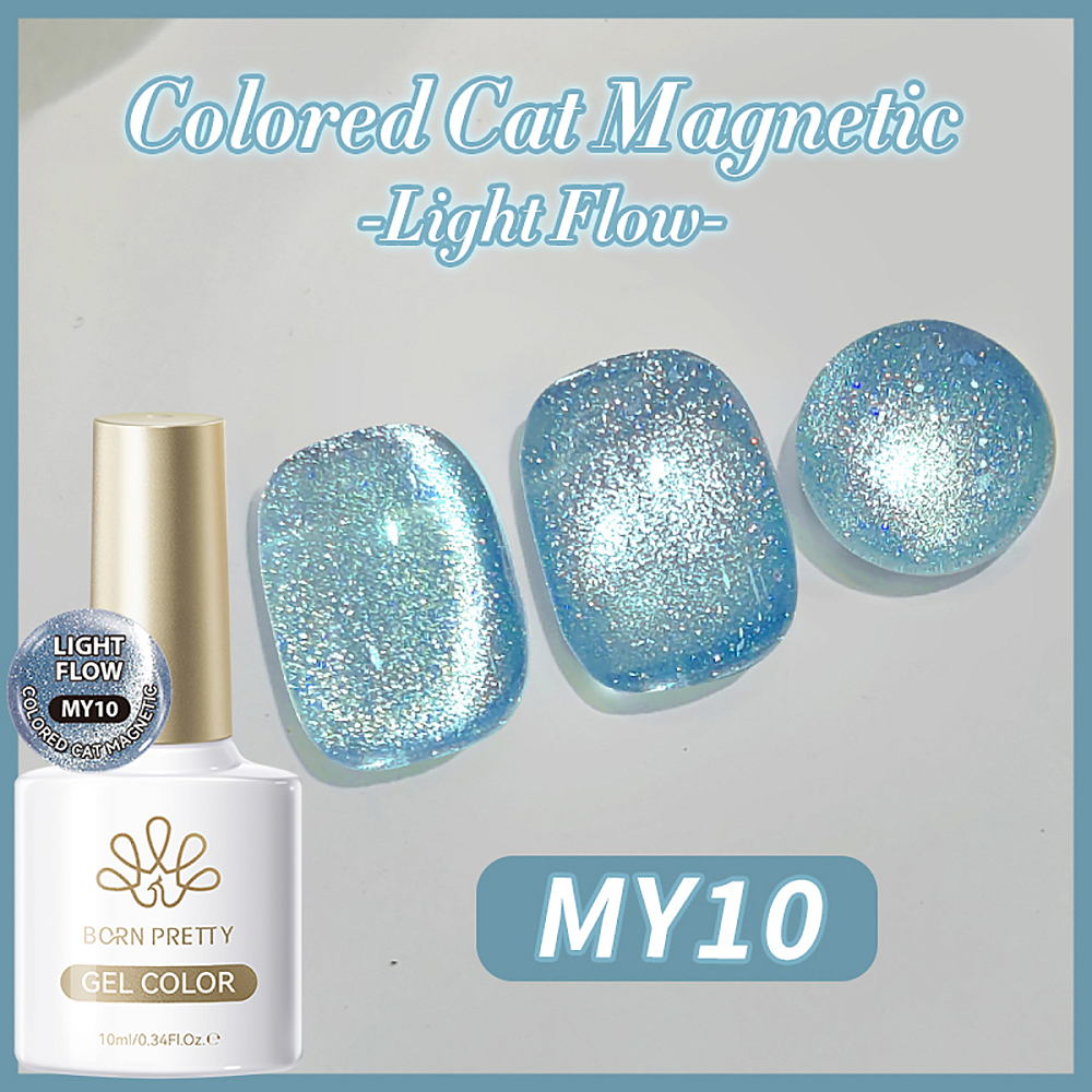 Born Pretty, Colored Cat Magnetic Gel-Light Flow - магнитный гель-лак "кошачий глаз" MY10, 10 мл