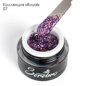Serebro, Royal - гель-лак с переливающимися многогранниками и блестками №07, 5 мл