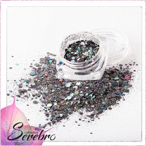 Serebro, дизайн для ногтей "Лазерный блеск" (серый)