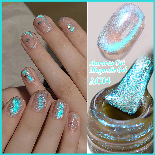 Born Pretty, Auroras Cat Magnetic Gel - светоотражающий гель-лак "кошачий глаз" AC-04 , 10 мл