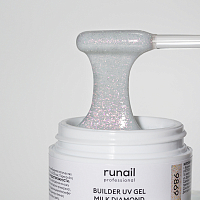 Runail, BUILDER UV GEL MILK DIAMOND - моделирующий УФ-гель светоотражающий №9869, 15 гр