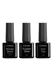 TNL, набор №111 каучуковая основа (база), закрепитель (топ) Iron Top, праймер, 3 х 6 мл