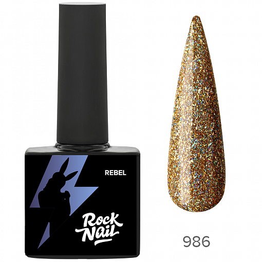 RockNail, гель-лак светоотражающий Rebel №986, 10 мл