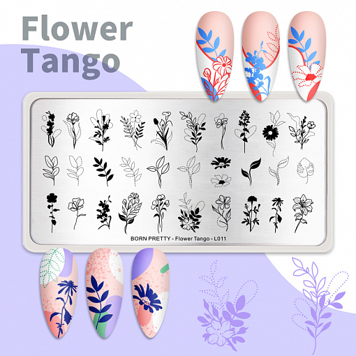 Born Pretty, пластина для стемпинга 12*6 см (BP-L011 Flower tango)