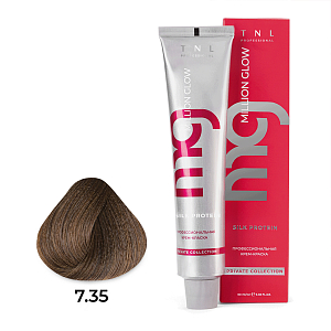TNL, Million glow Silk protein - крем-краска для волос (7.35 Блонд каштановый), 60 мл