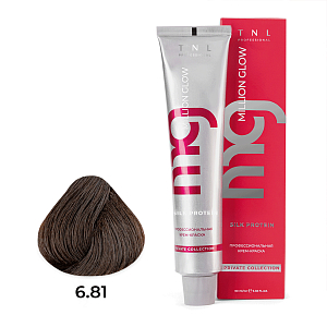 TNL, Million glow Silk protein - крем-краска для волос (6.81 Темный блонд шоколад.пепельный), 60 мл