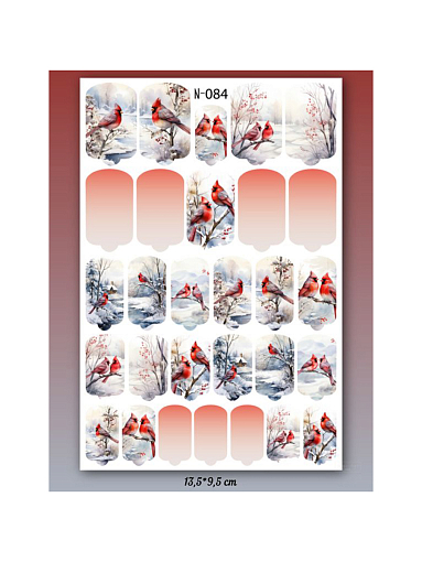 Anna Tkacheva, набор №125 наклейки пленки для дизайна ногтей (зима, птицы, ягоды), 3 шт