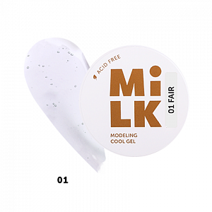 Milk, Modeling Cool Gel - бескислотный холодный гель для моделирования ногтей №01 (Fair), 50 гр