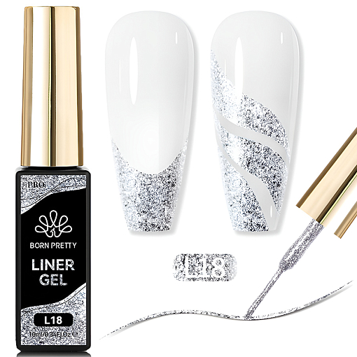 Born Pretty, Platinum Liner Gel - гель-лак с тонкой кистью для дизайна ногтей L18, 10 мл