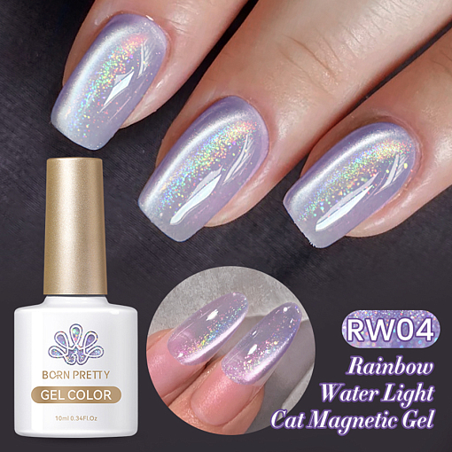Born Pretty, Rainbow Water Light Cat Magnetic Gel - гель-лак "кошачий глаз" RW-04, 10 мл