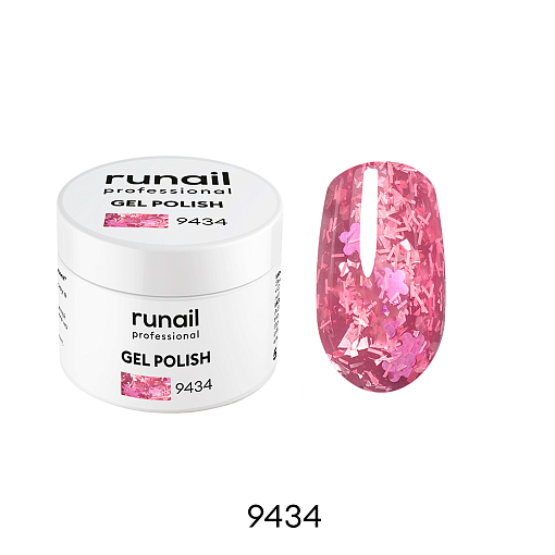 RuNail, гель-лак с фольгой и фигурными пайетками "Гортензия" №9434, 5 гр