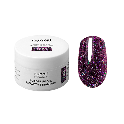 RuNail, BUILDER UV GEL REFLECTIVE DIAMOND - моделирующий УФ-гель светоотражающий №9820, 15 гр