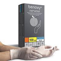 Benovy, Nitrile Chlorinated - перчатки нитриловые (белые, M), 100 пар