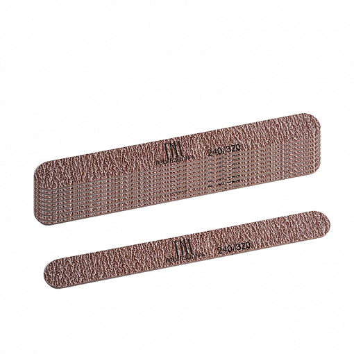 TNL, набор пилок для ногтей узкая 240/320 высокое качество (пластиковая основа, коричневые), 10 шт