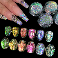 Aurora Reflective Glitter Powder - светоотражающий пигмент для дизайна ногтей G012, 1 шт