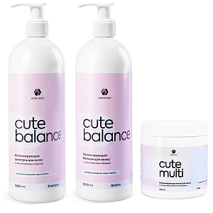 Adricoco, Cute Balance - набор шампунь, бальзам и маска для волос (1000 мл + 1000 мл + 500 мл)
