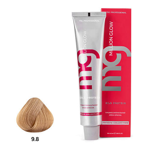 TNL, Million glow Silk protein - крем-краска для волос (9.8 очень светлый блонд шоколадный), 100 мл