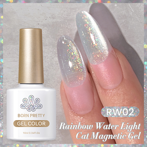 Born Pretty, Rainbow Water Light Cat Magnetic Gel - гель-лак "кошачий глаз" RW-02, 10 мл