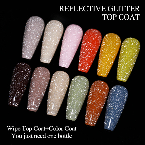 Born Pretty, Reflective Glitter Top Coat - топ для гель-лака светоотражающий, 7 мл