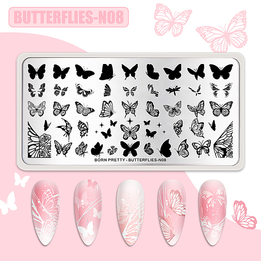Born Pretty, пластина для стемпинга 12*6 см 58937-08 (BUTTERFLIES-N008)