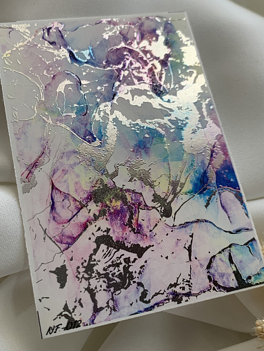 Anna Tkacheva, слайдер-дизайн фольгированная акварель (серебро) Alcohol ink NF-012