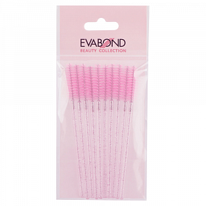 Evabond, щеточка для ресниц винтовая в упаковке (розовая), 10шт.