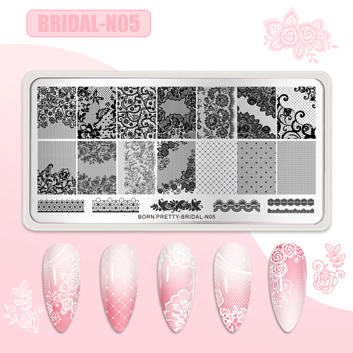 Born Pretty, пластина для стемпинга 12*6 см 58937-05 (BRIDAL-N005)