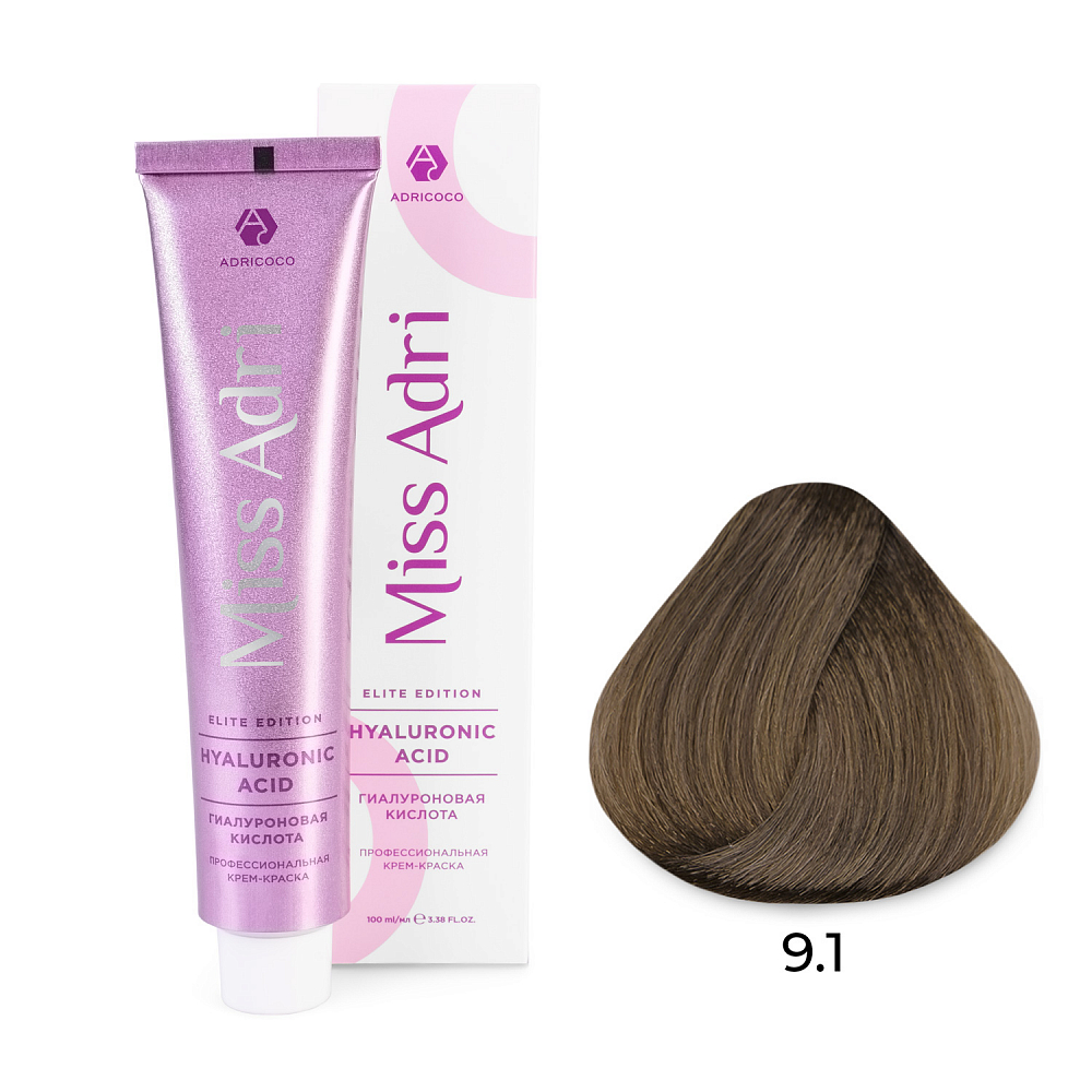 Adricoco, Miss Adri Elite Edition - крем-краска для волос (оттенок 9.1), 100 мл