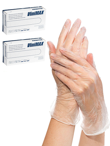 Archdale, набор перчатки виниловые неопудренные ViniMax (белые, M), 2 уп. по 50 пар
