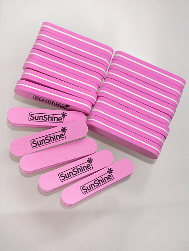 SunShine, пилка для шлифовки мини розовая S14PK-M (100/180), 20 шт