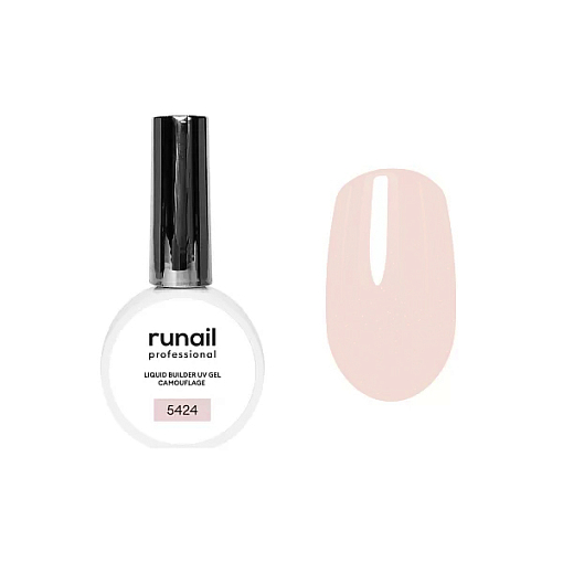 Runail, камуфлирующий жидкий Уф-гель самовыравнивающийся №5424 (Сияющая розовая карамель), 15 мл