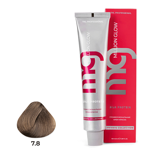 TNL, Million glow Silk protein - крем-краска для волос (7.8 блонд шоколадный), 100 мл