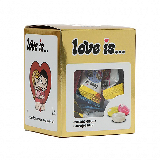 Сливочные жевательные конфеты "Love is" (зол/сереб в случ. цвете), 105 гр