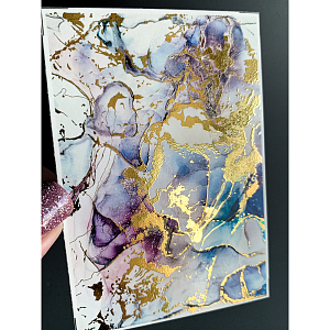 Anna Tkacheva, слайдер-дизайн фольгированная акварель (золото) Alcohol ink NF-009