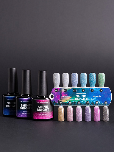 TNL, набор светоотражающих гель-лаков Shine bright (12 оттенков по 10 мл) TNL, набор светоотражающих гель-лаков Shine bright (12 оттенков по 10 мл)