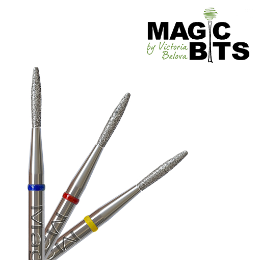 Magic Bits, набор алмазная фреза пламя кругл. кончик (1.6 мм, средне-мягкая), 2 шт