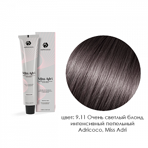 Adricoco, Miss Adri - крем-краска для волос (9.11 Очень светлый блонд интенсивный пепельный), 100 мл