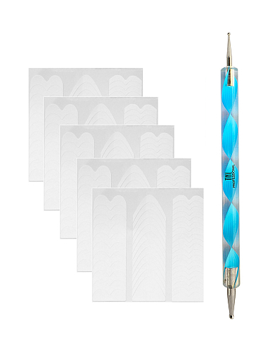 Микс набор №114 дотс двусторонний - оргстекло, полоски для маникюра фигурные 5 шт