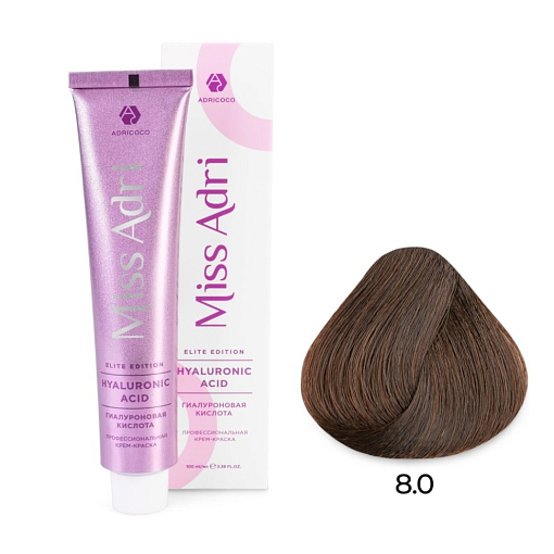 Adricoco, Miss Adri Elite Edition - крем-краска для волос (оттенок 8.0), 100 мл