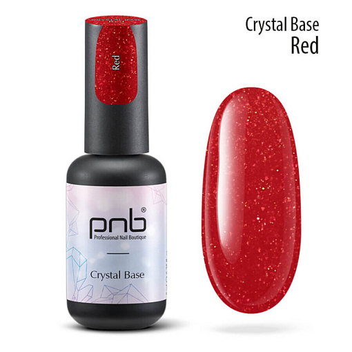 PNB, Crystal Base - светоотражающая база для гель-лака (красная), 8 мл