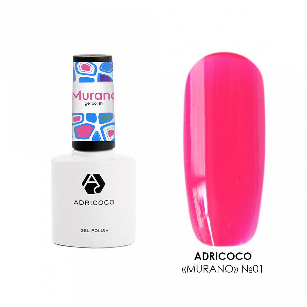 Adricoco, витражный гель-лак Murano №01 (розовый), 8 мл